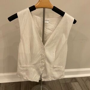 Lovers + Friends White Linen Button Vest
